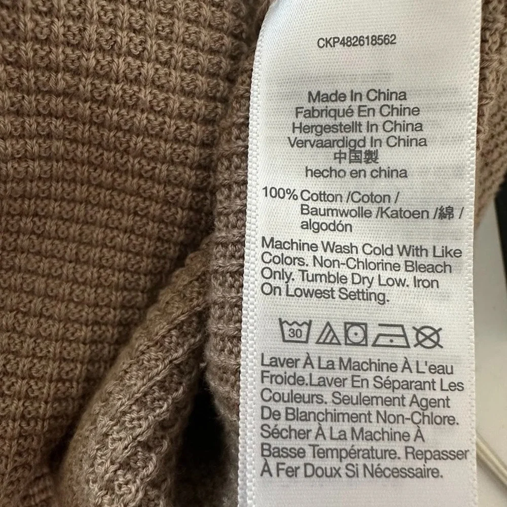 Madewell Mens Johnny Collar Waffle Knit Polo Sweater Size XXL 100% Cotton Stone